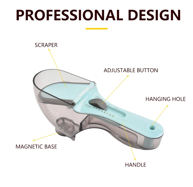 Dropshipping Adjustable Kitchen Gadgets Cute Plastic Powder Measuring Spoon With Sucker And