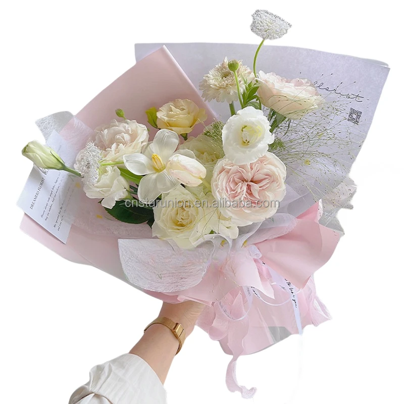 Solid Color Macaroon Florist Bouquet Wrapping Package Paper Floral Material Waterproof Plastic Paper Flower Packaging Paper