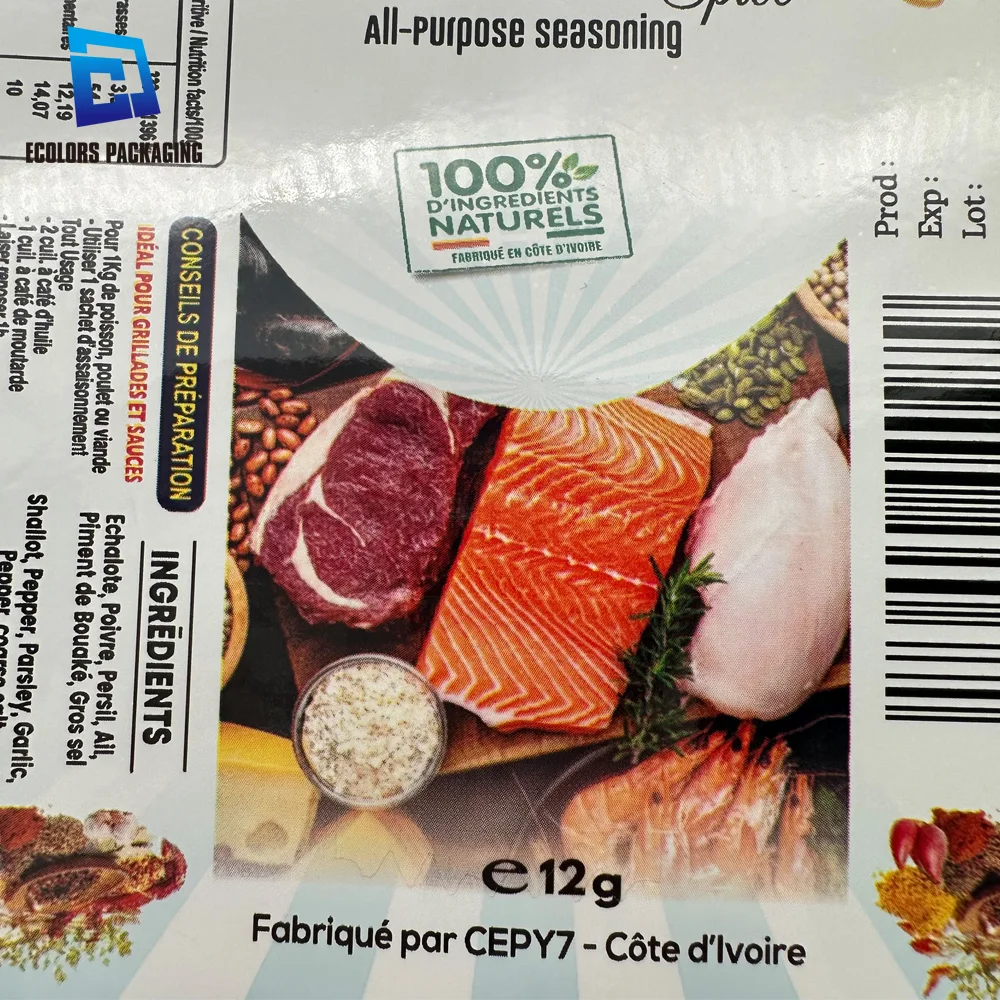 high quality custom printed back side seal bag spice hot pot seasonings plastic packaging metallized film rolls