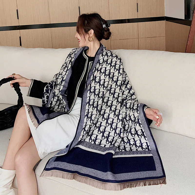  Новинка 2020 модные женские теплые шарфы с логотипом дешевый женский зимний Фирменный шарф из искусственного кашемира