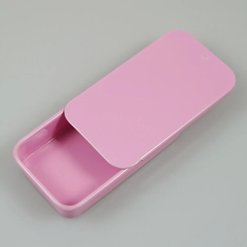 Pink White Black Silver Rectangular Containers Small Storage Kit Metal Empty Mini Portable Tin Box, Home Organizer
