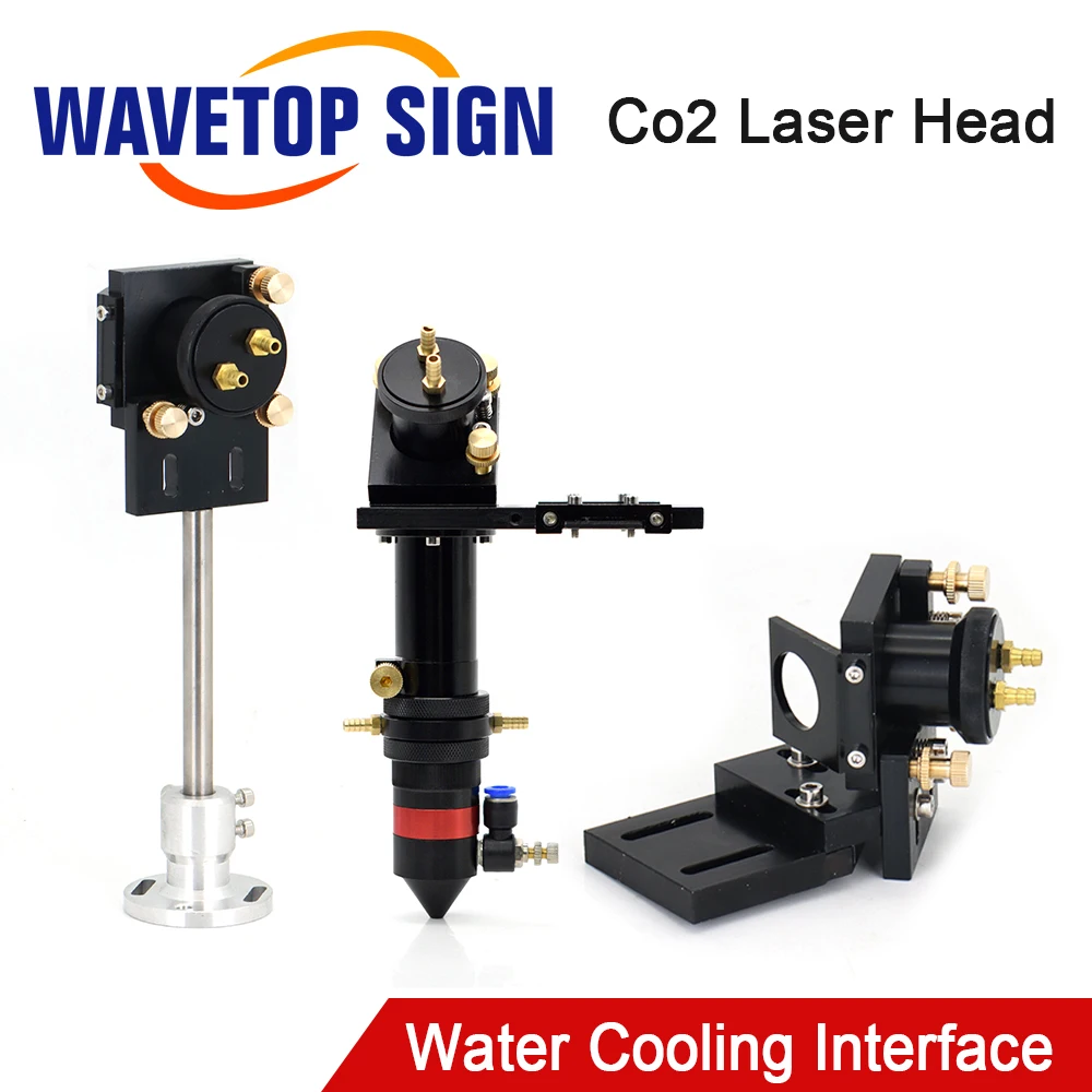 WaveTopSign CO2 Laser Head Set with Water Cooling Interface Mirror 30x3mm Focus Lens 25x63.5mm for Water Cooling Laser Machine