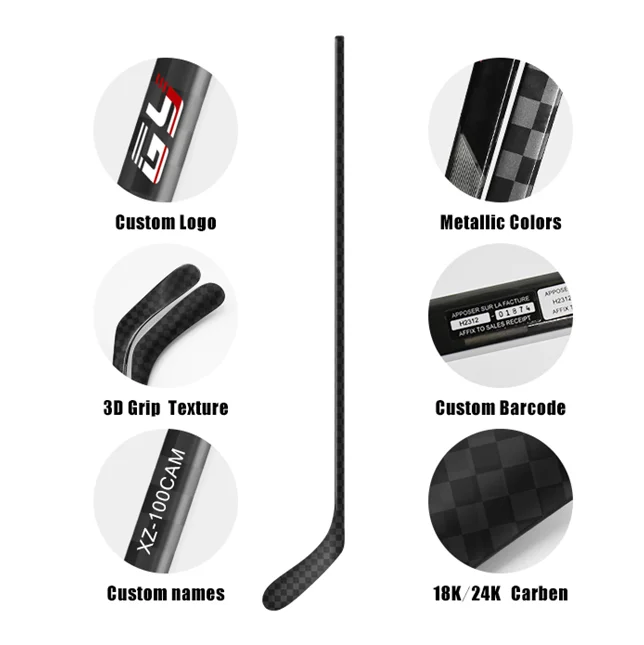 China Manufacturer OEM  used in professional events 100% carbon fiber composite  Ice Hockey Sticks