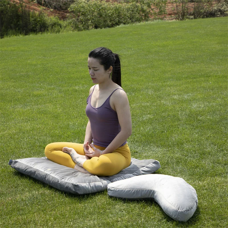 Crescent Velvet Zafu Zabuton Yoga Meditation Pillow Cushion Set Removable Covers