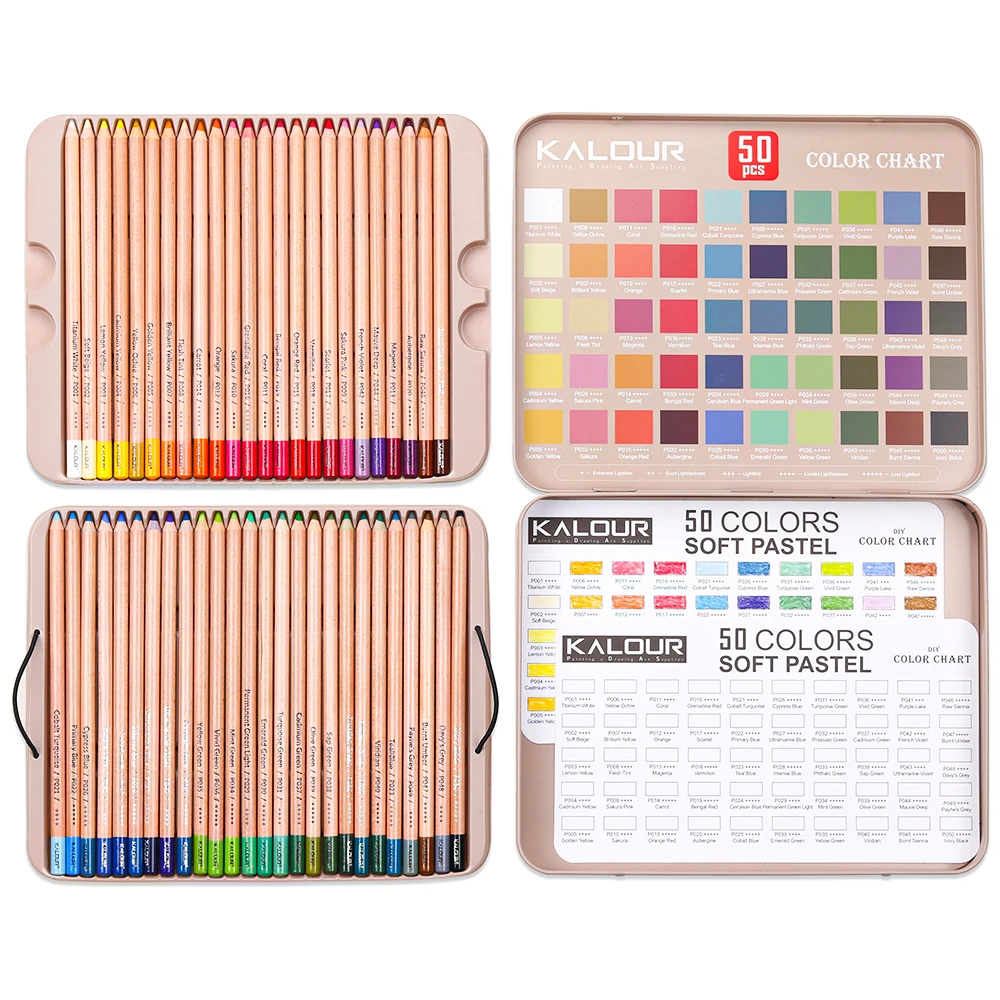 Распродажа, высококачественные яркие цветные мягкие цветные карандаши 50 шт., мягкие пастельные цветные карандаши в жестяной коробке