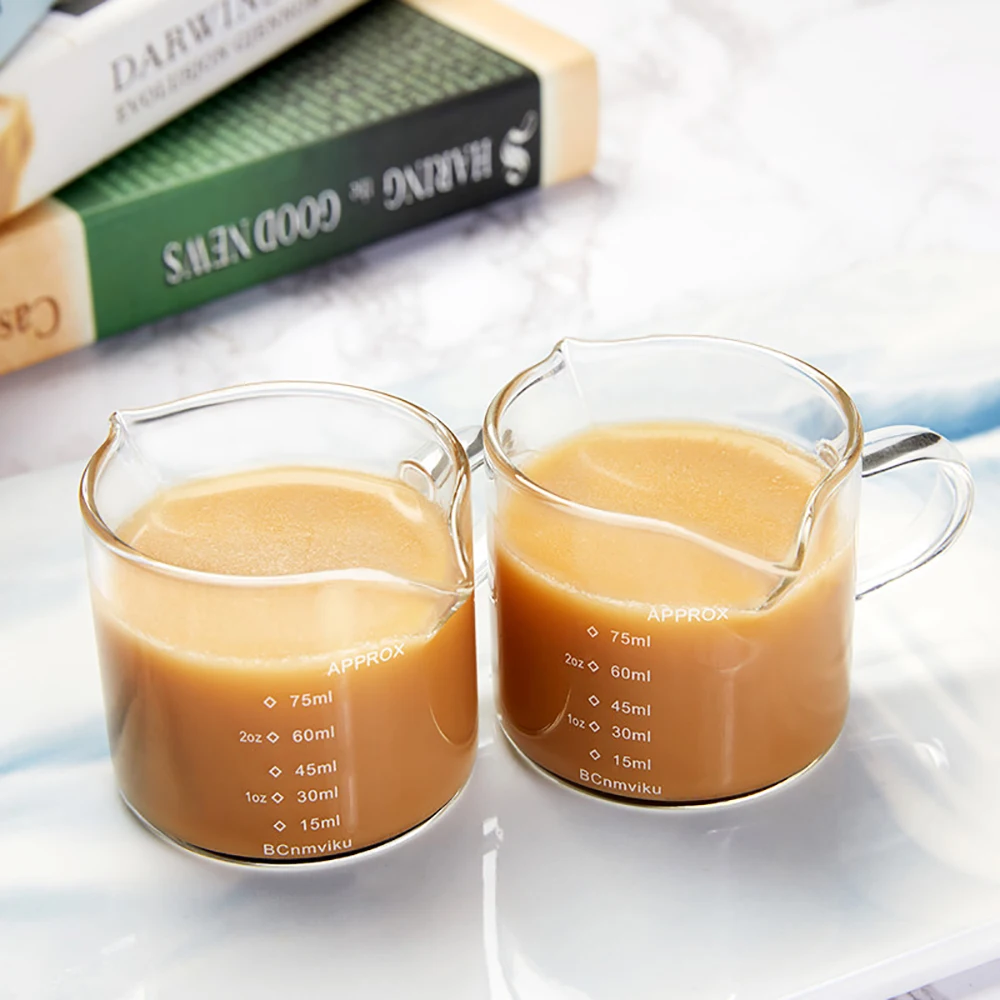 BCnmviku 75ML/100ML Double Spouts Measuring Glass Cup Factory Direct Sell Triple Pitcher Milk Cup Essential Kitchen Tools