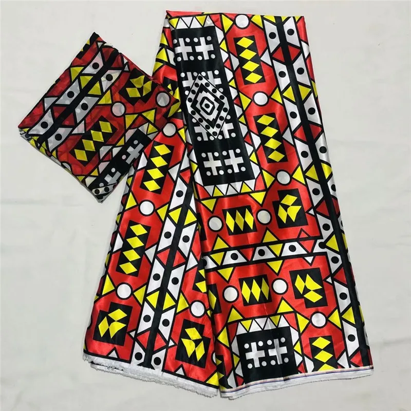 best price african 6 yards 100% Real silk satin wax prints fabric for African women dress