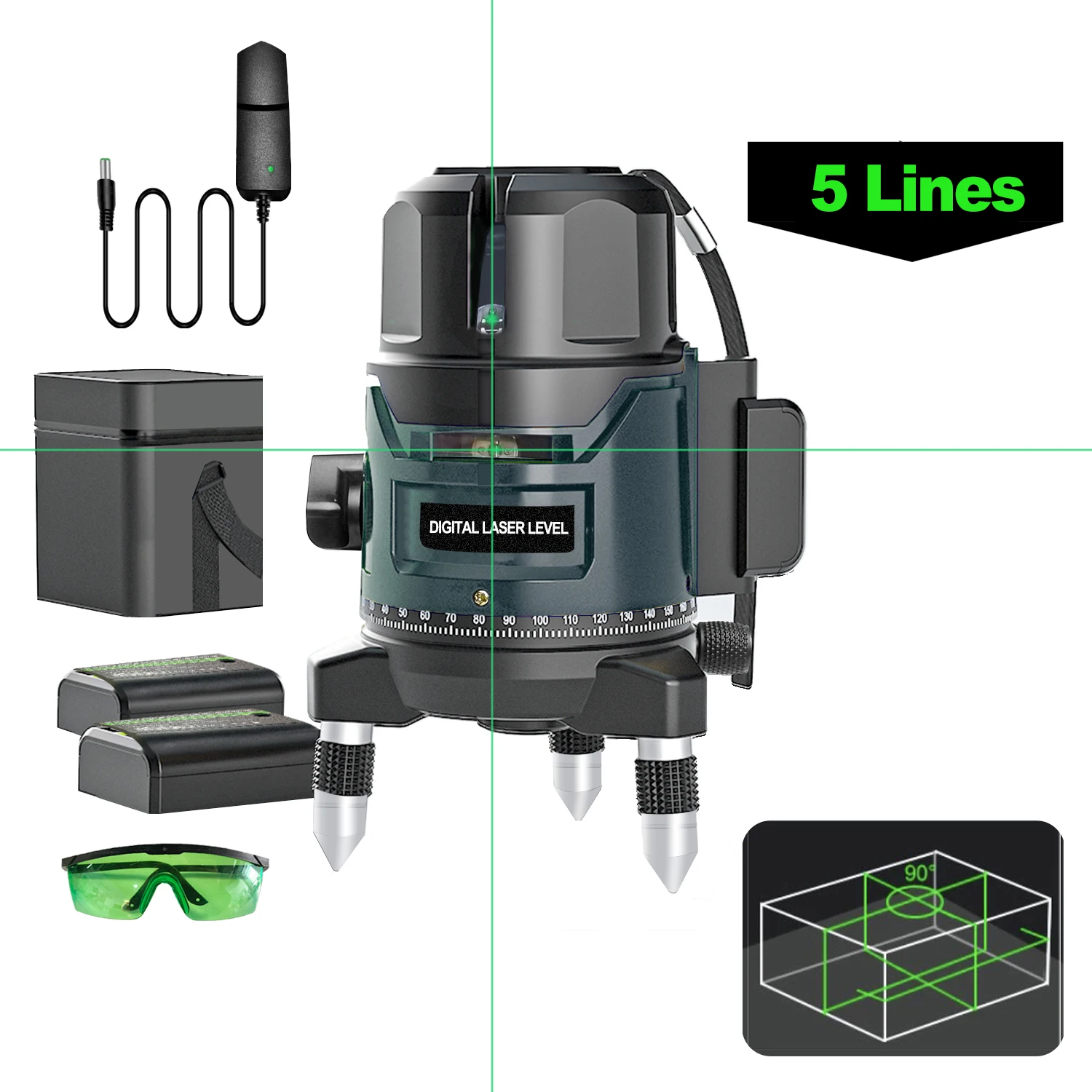 Heipoe LL-3B 3 Lines Self 360* Battery Green Line Leveling Laser level