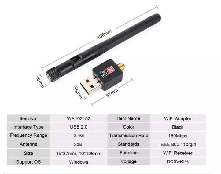  Мини USB беспроводной адаптер 150 Мбит/с WIFI приемник 802.IIN с антенной 2 0 Сетевая карта