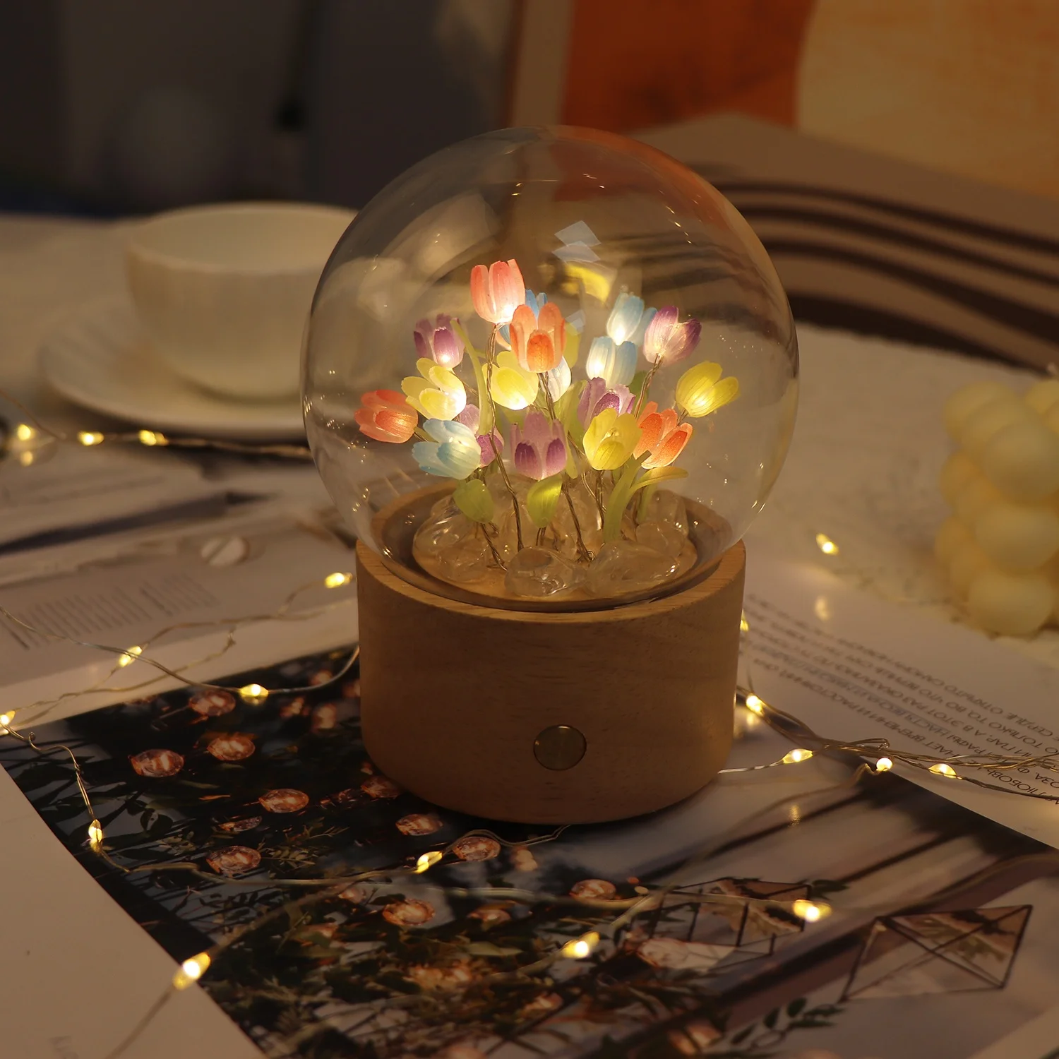 Hot Sale Romantic Tulip Night Light Home Decor Lights With Music Box