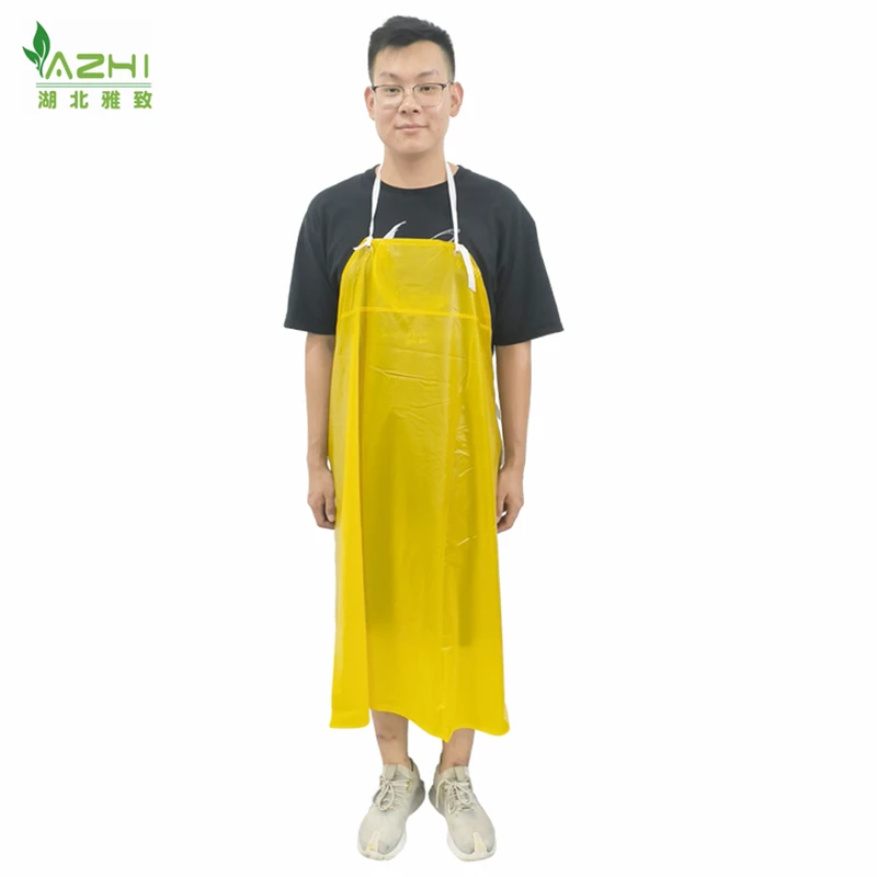 PVC bulk production disposable non woven yellow apron industrial butcher durable waterproof PE plastic apron