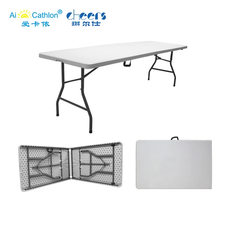 Быстрая доставка, 8 футов, пластиковый складной стол для банкетов, прямоугольный стол для бистро