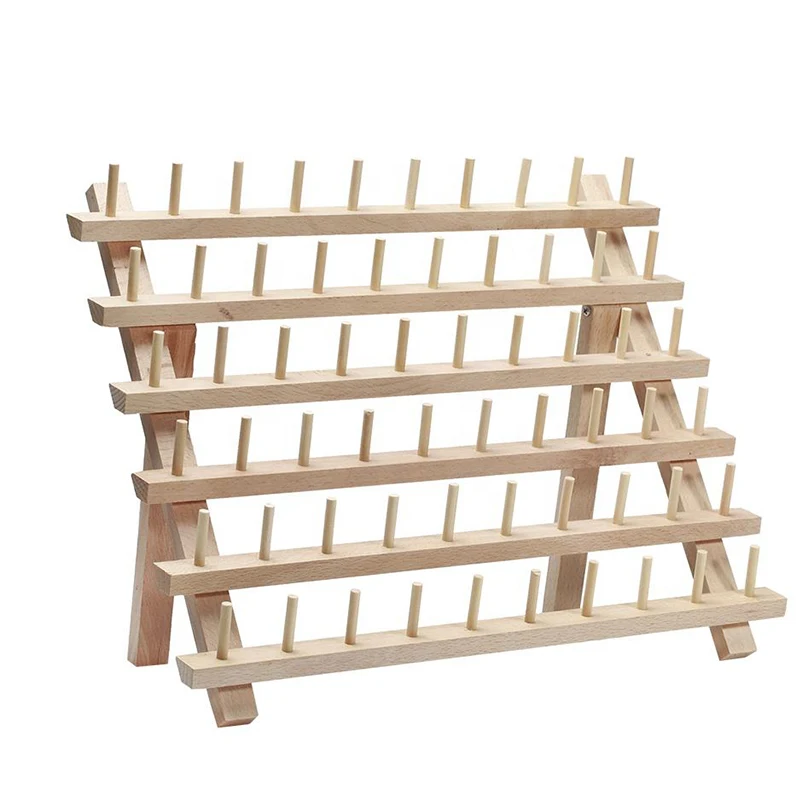 60 Spools Wooden Thread Holder Rack Organizer Storage Holder for Embroidery Sewing Thread Racks