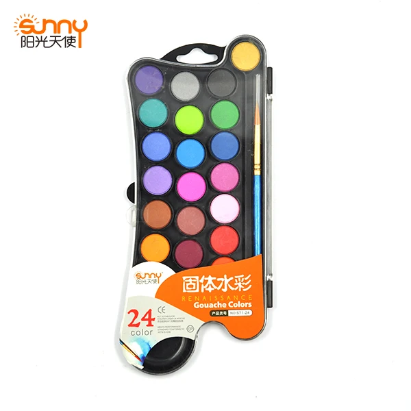 High Quality 24 Colors Solid Watercolor Painting Water Color Paint Set in pp Box
