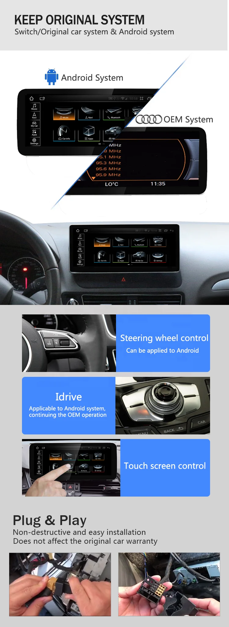 MCX Android 10 12.3 Inch Radio DVD TV Car Touch Screen Stereo Display Carplay Android For Audi Q5 SQ5 2010 2011 2013 2015 MMI