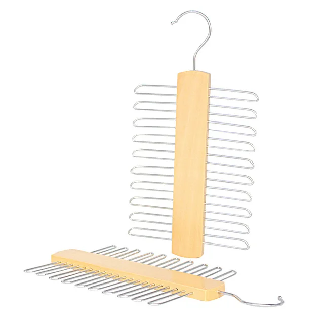 Bedroom Belt Hanger Tie Racks for Men Closet Organizer 20 Hooks Wood Tie Rack Holder
