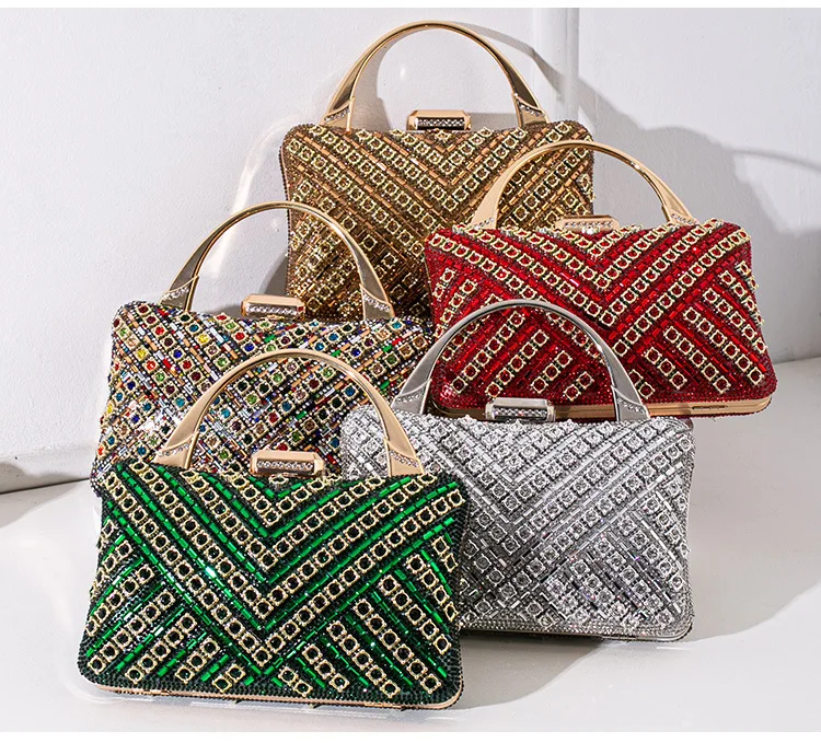 2024 New Style Diamond-Set Evening Bag Retro Banquet Handbag for Ladies Senior Sense Dinner Bag in Europe the United States