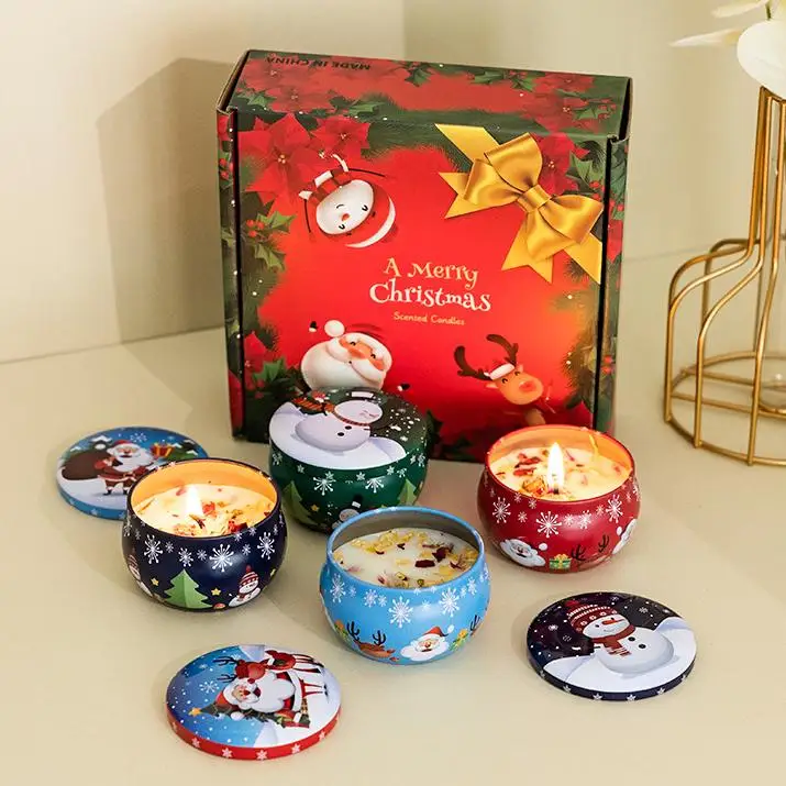 Wholesale Candle Tin Multi Luxury Scented Soy Wax 2.2oz 8oz Small Round Candles Christmas Round Tin Candle Set