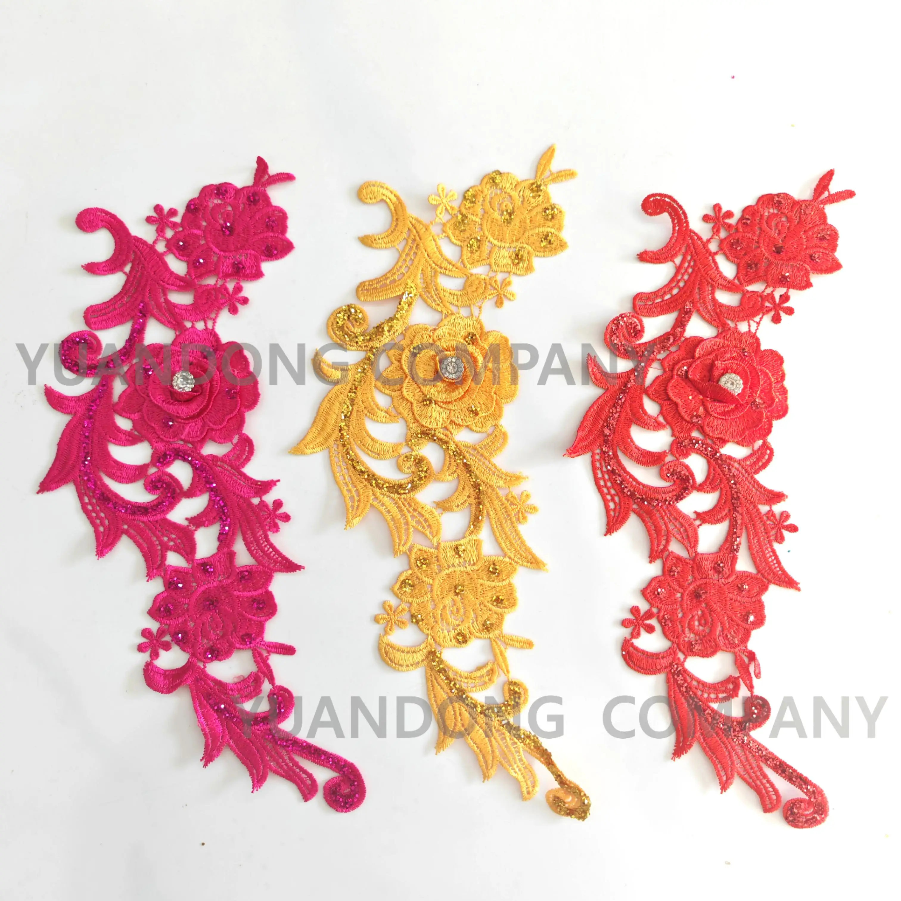 Most popular Hand-made Applique Flowers beads high quality Sequins Lace Applique For sewing