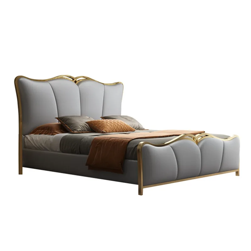 Легкая роскошная кожаная кровать