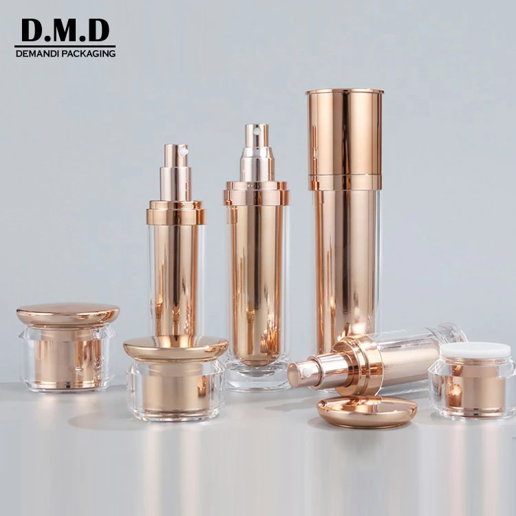 Empty round acrylic bottle cream container 15g 20 ml 30grams 1 oz 50 grams 50ml 80 120ml luxury rose gold cosmetic jar