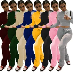 2021 Wholesale Custom Crop Top Long Pants Velvet Sweat Suits Sets 2 Piece Velour Tracksuit For Women