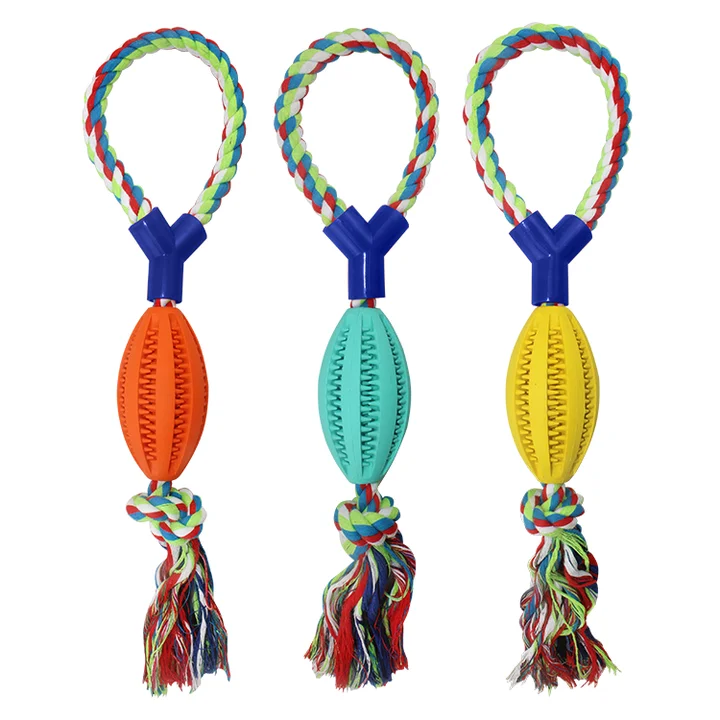 Rubber Resistant Durable Interactive Pet Dog Molar Bite Chew Rope Toy Ball Set