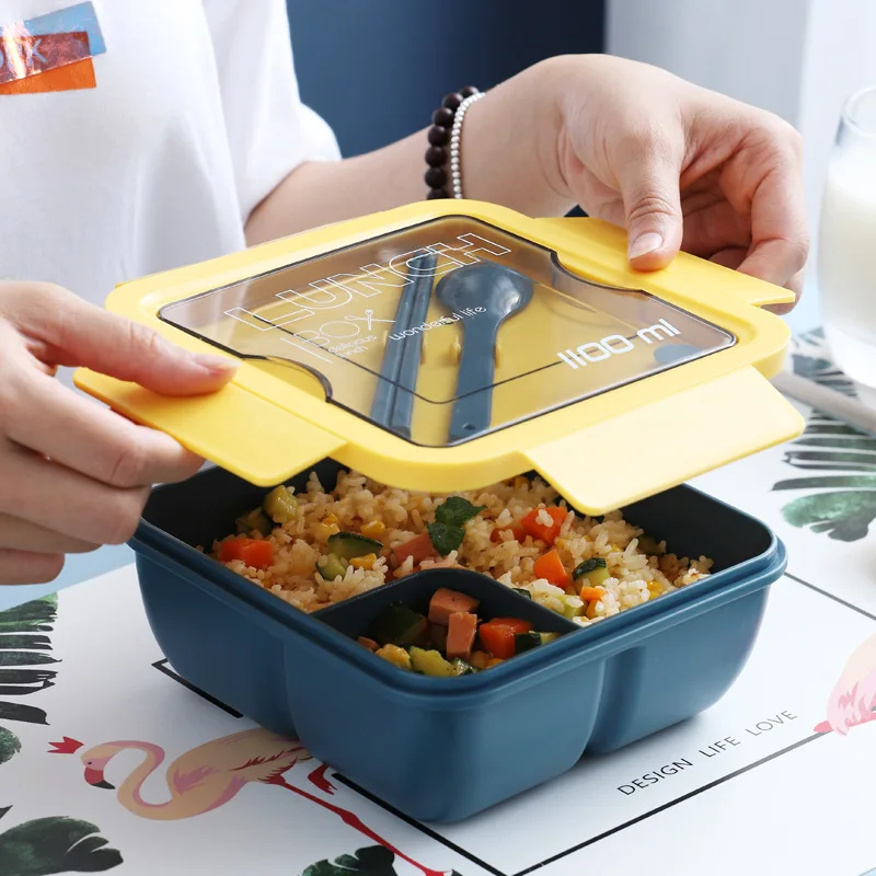 Japanese Hot Microwavable Bento Plastic Lunch Box Bento Portable Plastic Food Container with Lid for Kids