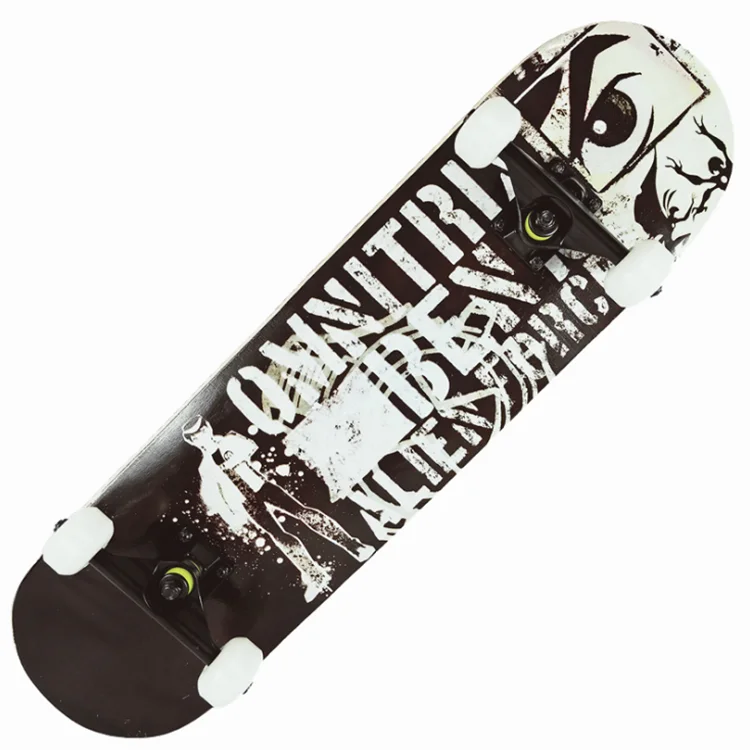 Professional Maple Skateboard Black and White Grid Checkerboard Concave Plate Double Rocker Skate Board for Beginners