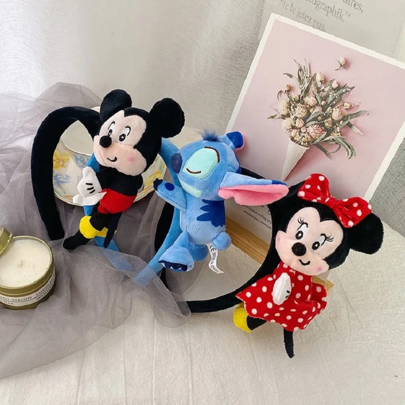Kids Girls Lady Hair Accessories Cartoon Animal 3D Plush Stitch Mouse Pig Hairband Headband Wholesale Headwear Decoration Gift