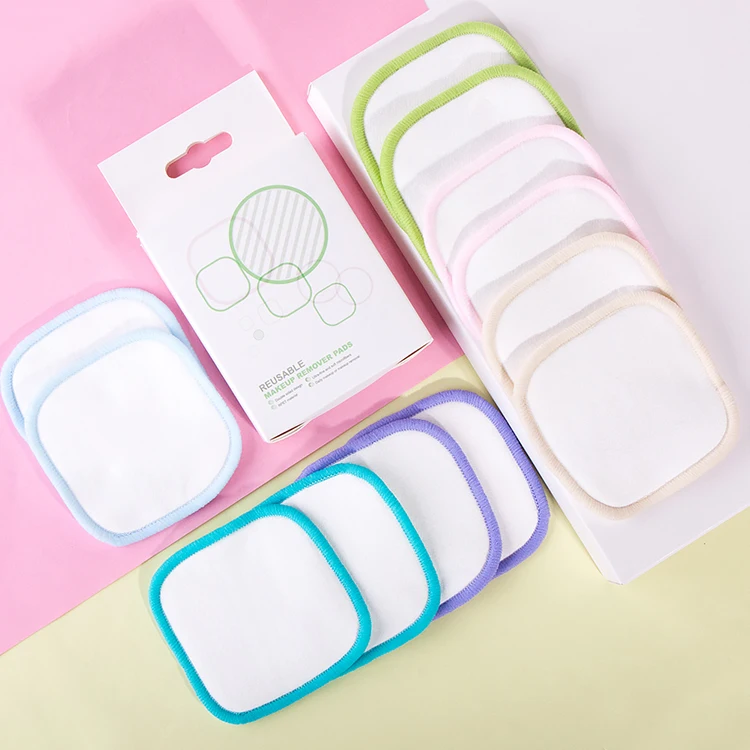 Инструмент для очистки лица с частным брендом, многоразовая ткань для удаления макияжа, моющаяся полотенце для удаления макияжа из органического бамбука и хлопка