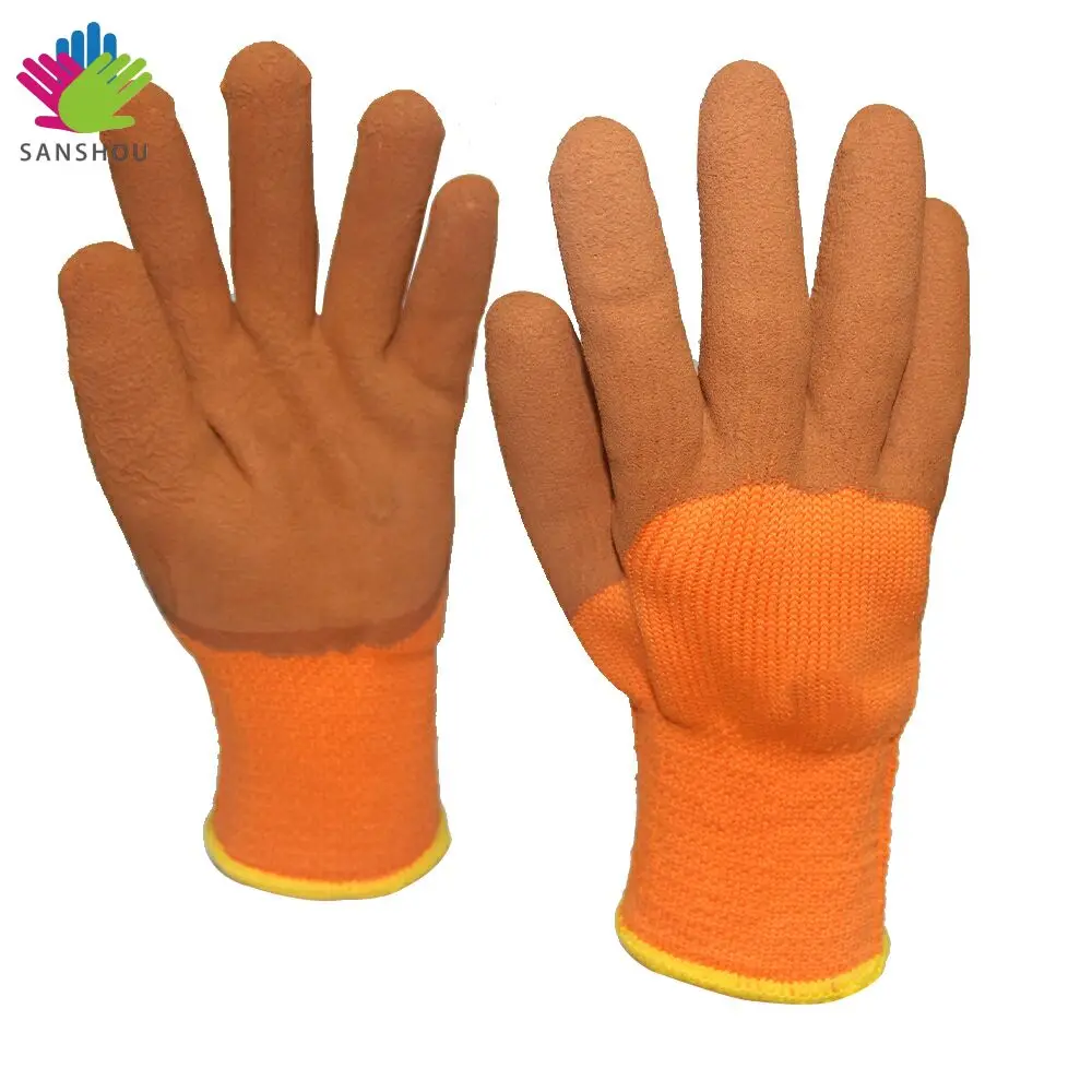 7 Gauge Terry Foam Latex Coating Double Dip Winter Warm Waterproof Cold-protection Safety Work Gloves