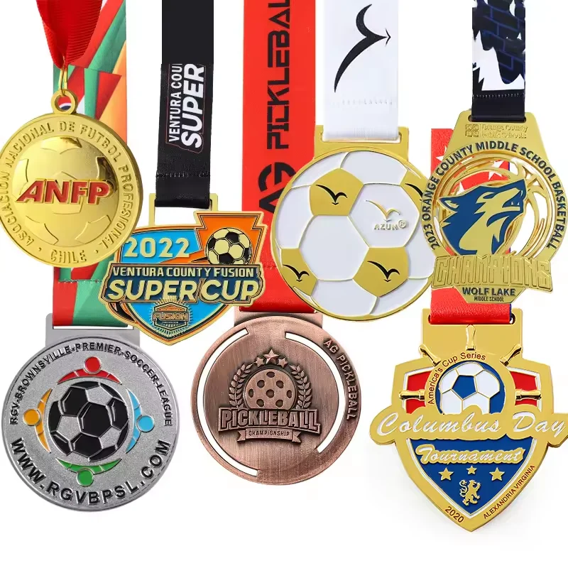 2024 new arrival school gold football race medals soft enamel logo pickleball softball soccer commemorative medal