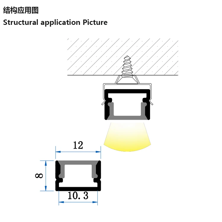 Lighting led aluminum profile for led strip lights/LED strip light diffuser cover / aluminium EXTRUSION housing led