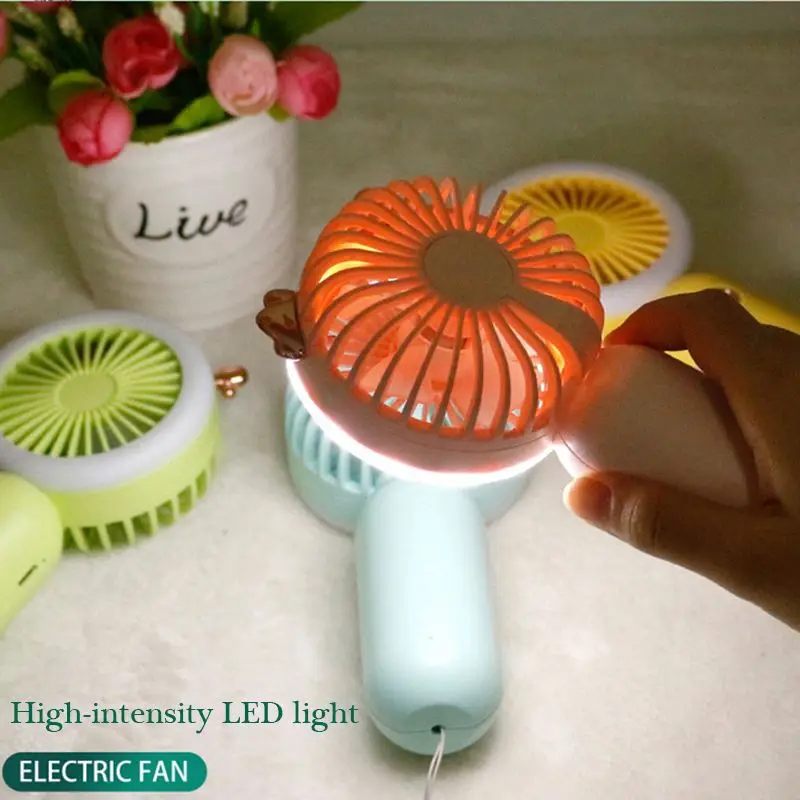 Mini Portable Fan USB Rechargeable Night Light Cooling Handheld Fan Three Speed Adjust Ventilador Portatil Fan With Night Light