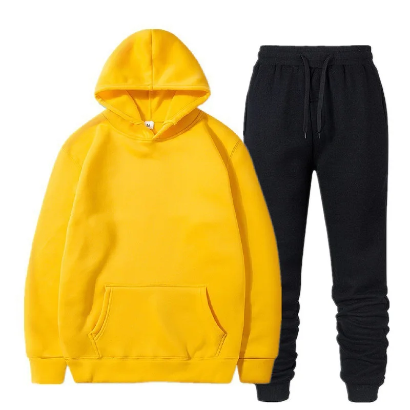 Running Wholesale Winter Streetwear Thick Oversize Sweatshirt With Pocket Sports Tracksuit Custom Hoodies Unisex Jogging set