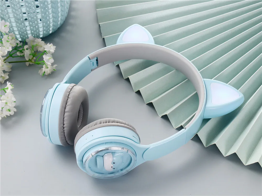 Portable Earphone cat ear cartoon gift earphone rabbit ear earphone anime headphones