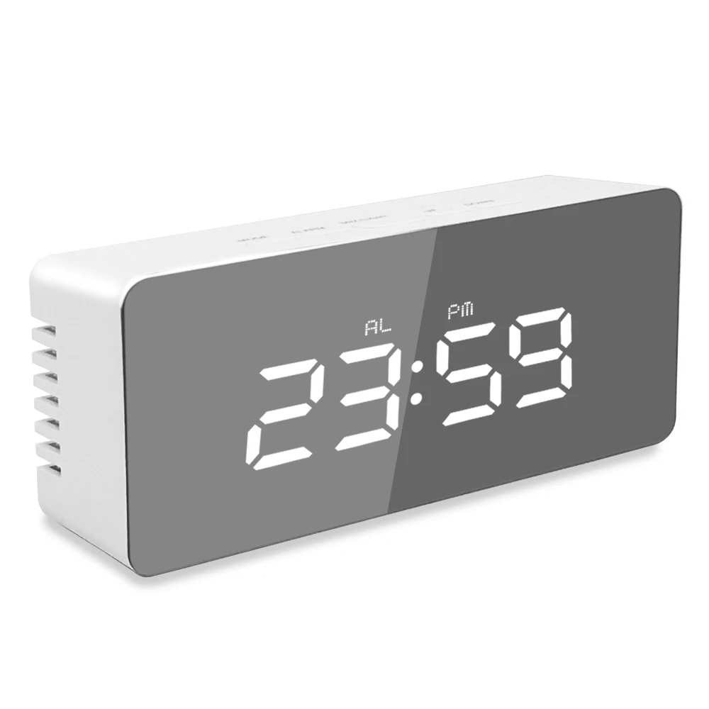 Hot Selling Electronic Automatic Light-sensitive Digital Desktop Clock Led Mirror Alarm Clock