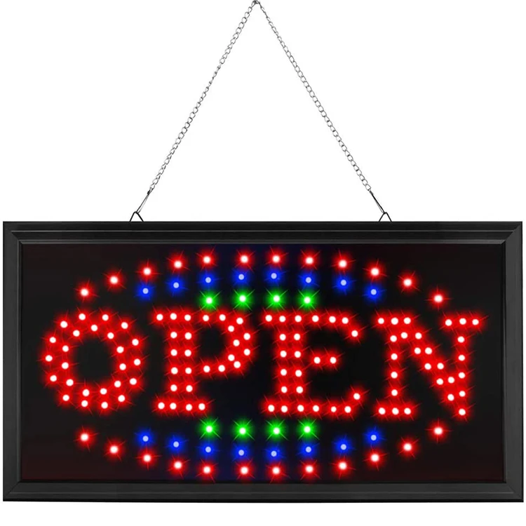 Hot selling Custom Store Led Advertising Business Signs 19*10 Illuminated Open Sign