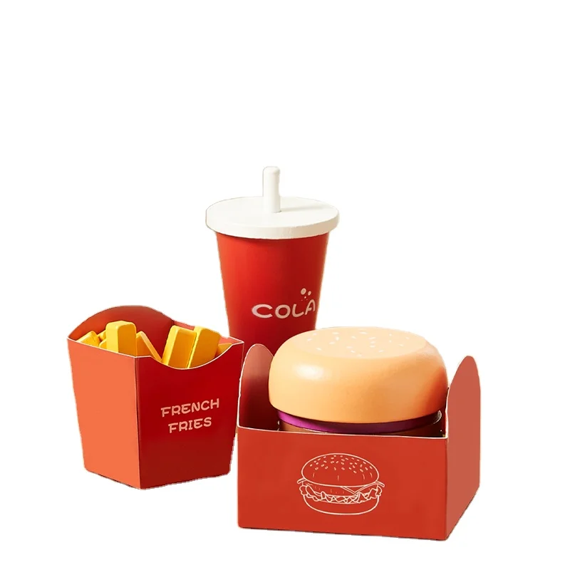 Wooden burger set toys suitable for baby food cognition and role-playing sortable games