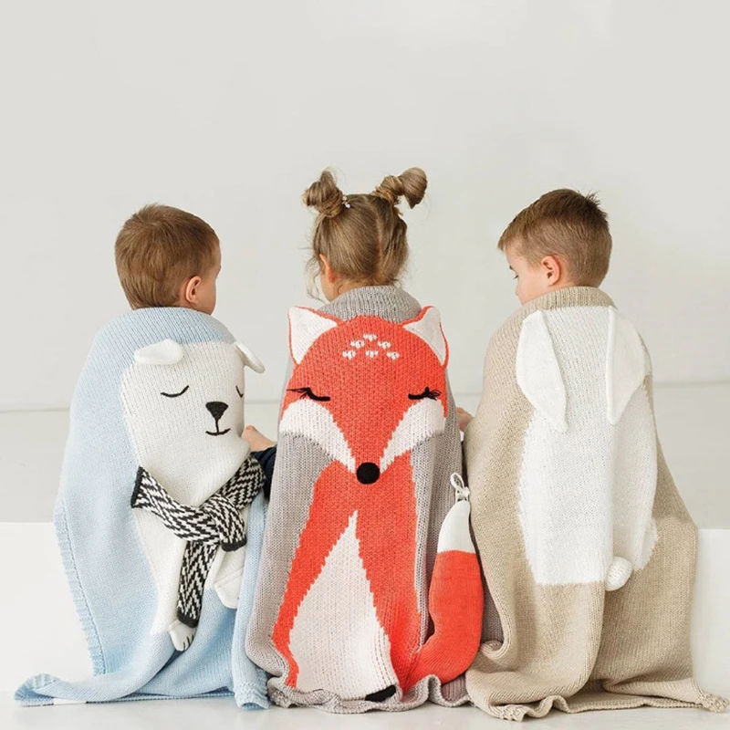 1pc Baby Cotton Blanket 3D Warm Rabbit Knitting Bedding Quilt Blanket For Bed Stroller Wrap Infant Swaddle Baby Photography Prop
