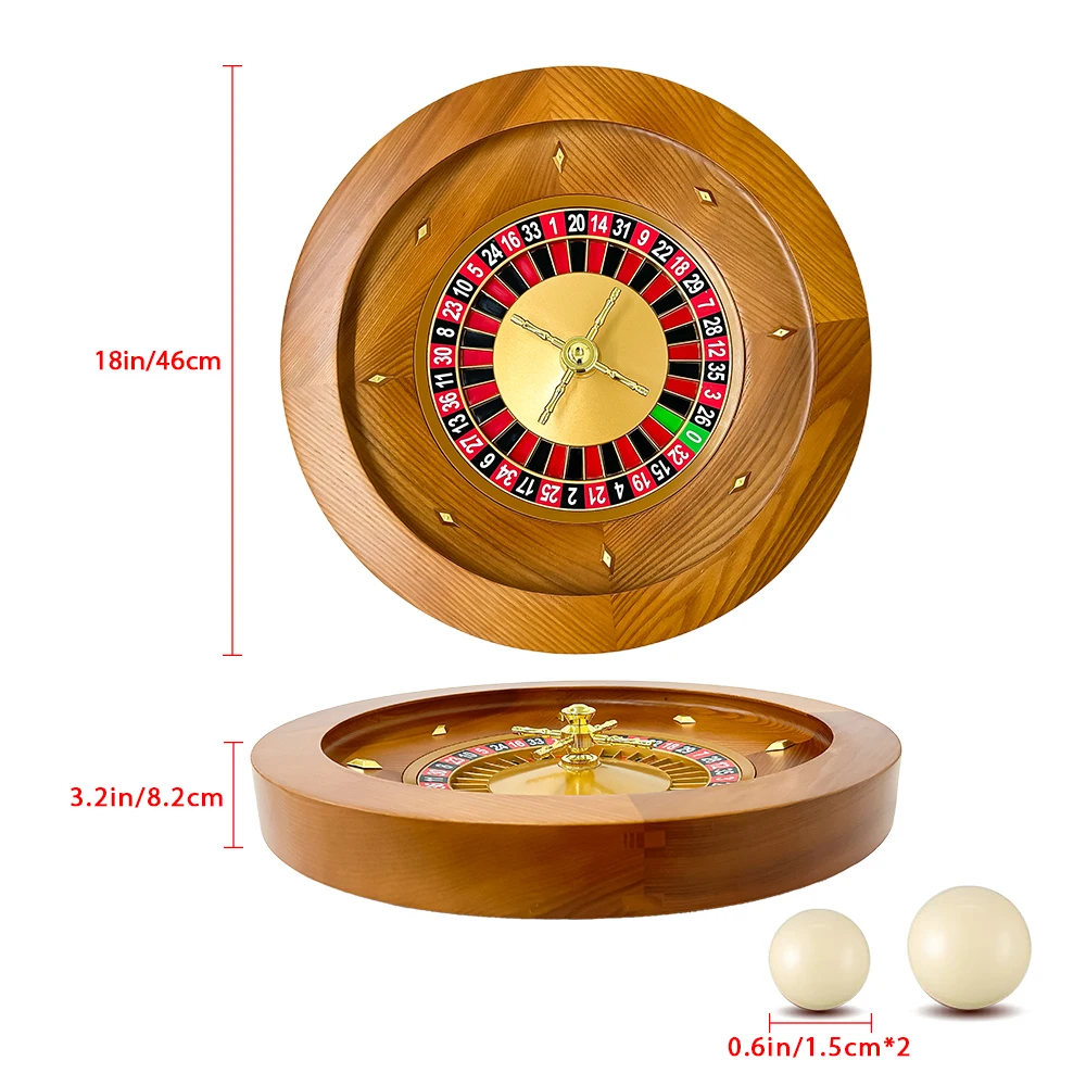 Wooden Roulette Wheel, 18 inch Solid Wood Casino Roulette Wheels Set for