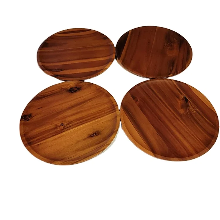 Dishes Snack Dessert Classic Plate Dinner Plates Easy Cleaning Lightweight Unbreakable Round Wood Plates For Food