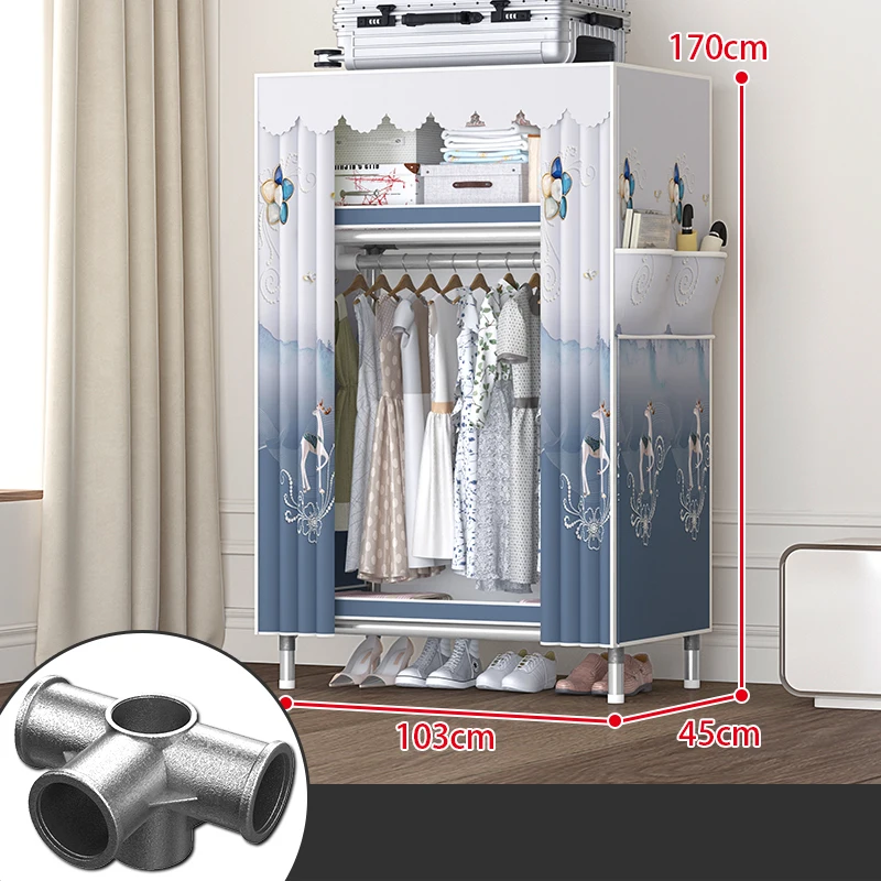 High Quality Control 	25MMsteel pipe	modern	Alloy joint	detachable	armoire chambre	for	Small apartment, bedroom