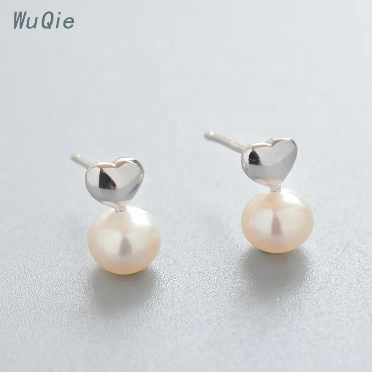 Wuqie Korean Style Silver Sweet Heart Shape Stud Earring Findings DIY Jewelry Accessories for Women