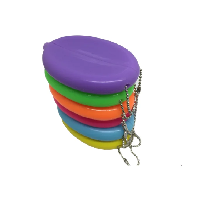 Пользовательский овальный ПВХ брелок Карманный резиновый Сжимаемый Кошелек для монет