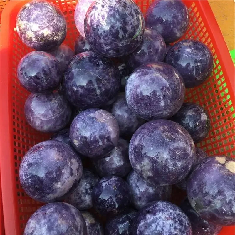 Factory Price Wholesale Healing Crystal Stone Natural Purple Mica Stone Lepidolite Spheres For Decoration