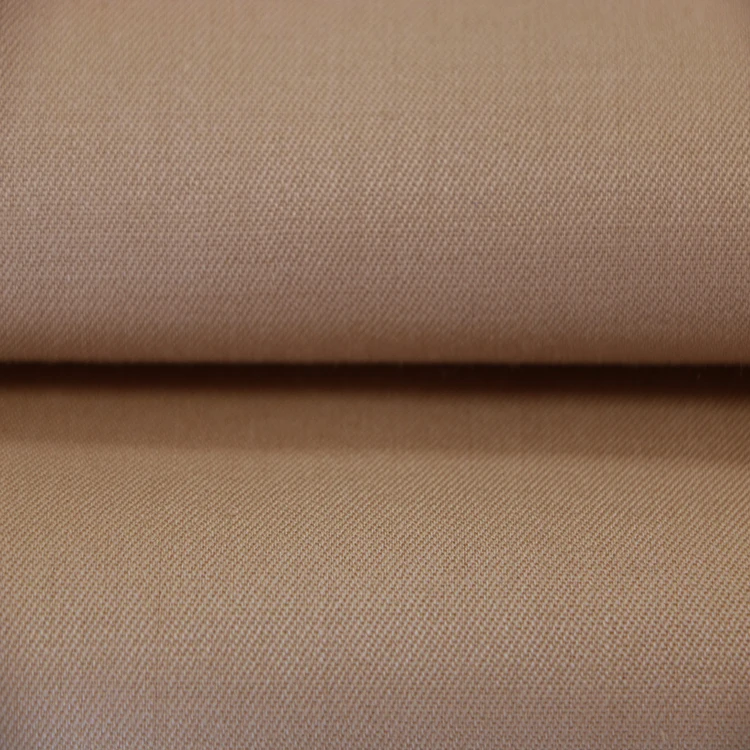 Khaki Poly Wool Blend Fabric Wool Serge Fabric For Suit W-033