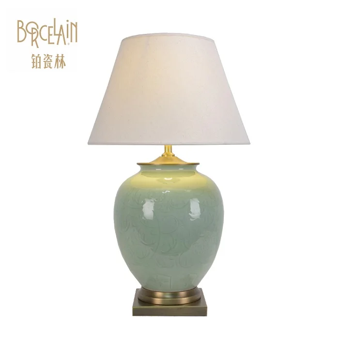Hand painted modern Christmas gift porcelain concrete red color lamp retro table lamps for trade
