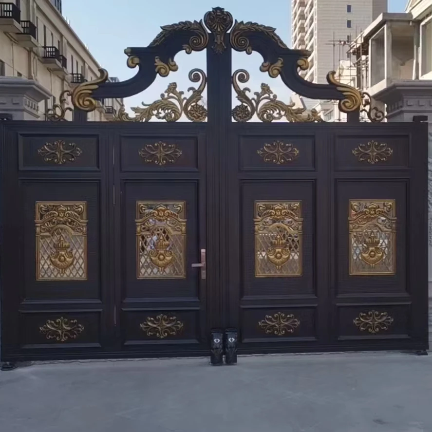 Chinese Factory Supply Custom European Style Aluminum Art Courtyard Gate Villas 3D Iron Fence Nature European Style Custom